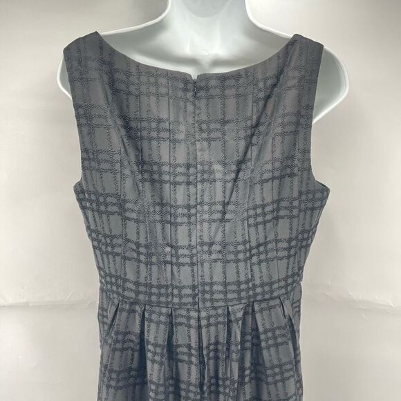 Max and Cleo Womens Sheath Dress Plaid Cocktail Sleeveless Pleated Lined Gray 12 - Picture 6 of 14